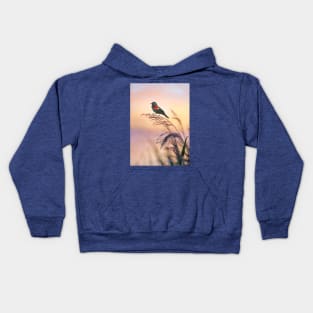 Red Winged Blackbird Sunset Kids Hoodie